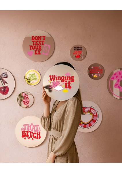Mood Ayna Winging It - Tasarım Ayna, Pinterest Dekoru, Dekoratif Baskılı Ayna, Yazılı Ayna fiyatları