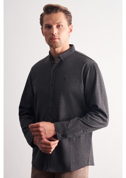 Siyah Smart Düğmeli Yaka Uzun Kol Cepsiz Slim Fit Casual Gömlek 1004255172 modelleri