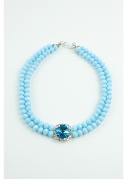 Çift Sıralı Kristal Taşlı Kolye fırsatları