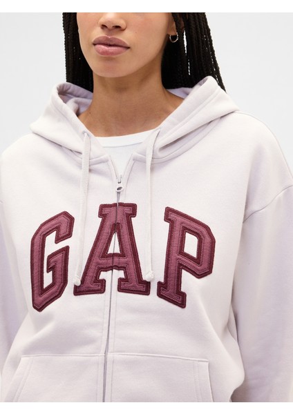 Kadın Açık Gri Gap Logo Fleece Fermuarlı Sweatshirt modelleri