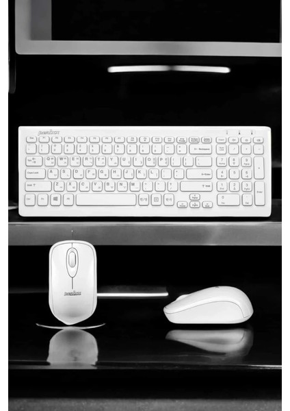 Q Klavye Beyaz Klavye ve Mouse Seti Kablosuz USB Girişli indirimleri
