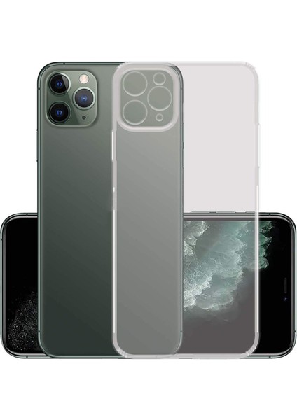 Apple iPhone 11 Pro ile Uyumlu Kapak Kamera Korumalı Şarj Yeri Tıpalı Şeffaf Silikon Kılıf
