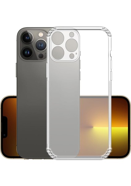 Apple iPhone 13 Pro ile Uyumlu Kapak Kamera Korumalı Şarj Yeri Tıpalı Şeffaf Silikon Kılıf