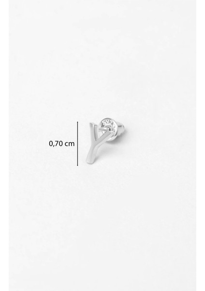 Y Harfi 18 Ayar Beyaz Altın Kaplama Gümüş Tek Küpe modelleri