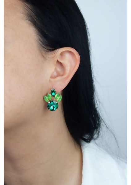 Kristal Yeşil Küpe