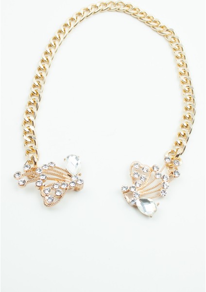 Kristal Detay Gold Kadın Kolye modelleri