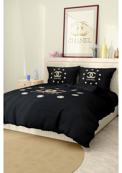 Nevresim Takımı Çift Kişilik Pamuklu Saten Kumaş 6 Parça 3D Dijital Baskı Duvet Cover Set Model No: