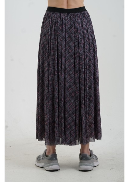 Antrasit Ekoseli Tül Etek modelleri