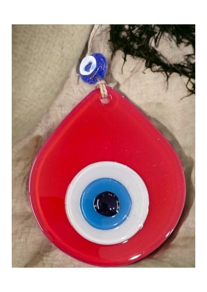 Orta Boy Kırmızı Damla Desen Nazar Boncuklu Duvar Dekoru Cam Duvar Süsü fiyatları