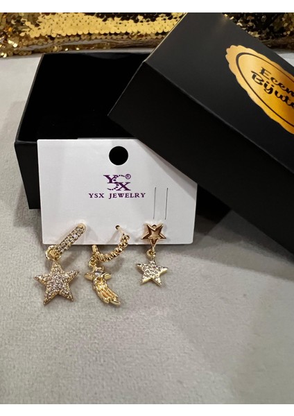 Çelik Altın Kaplama Çoklu Küpe Set modelleri