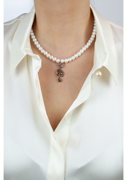 Cam Inci Bronz Uçlu Kolye