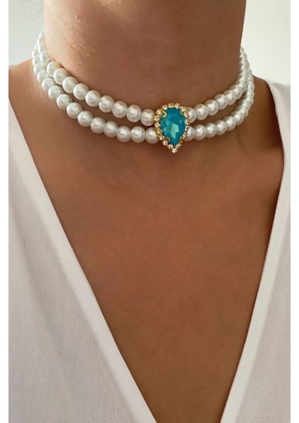 Damla Kristal Cam Inci Choker Kolye modelleri