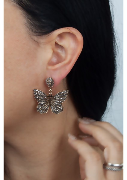 Taşlı Bronz Kelebek Küpe fiyatları