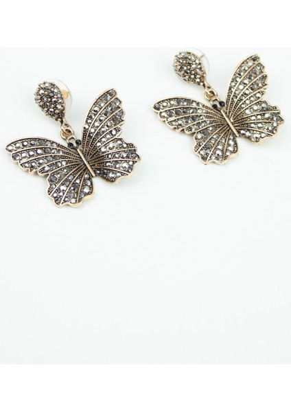 Taşlı Bronz Kelebek Küpe modelleri