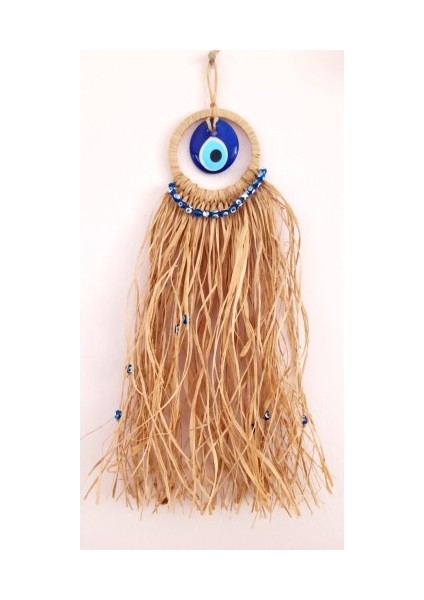 Cam Nazar Boncuklu Rafyalı Mini Duvar Süsü