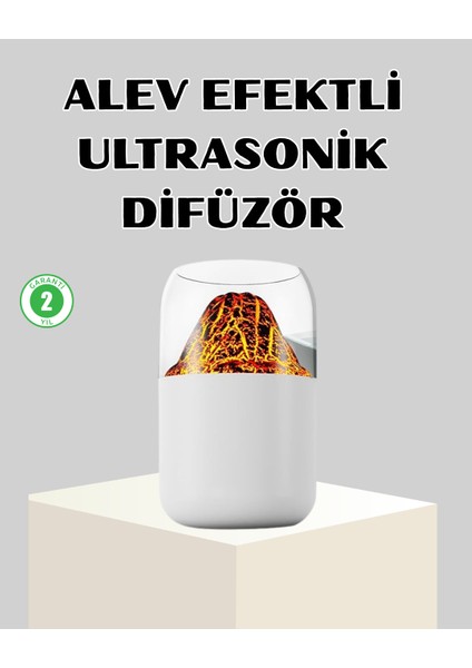 Mtxdpn Ultrasonik Alev Efektli Aromaterapi Difüzörü USB Şarjlı ve Otomatik Kapanma Özellikli