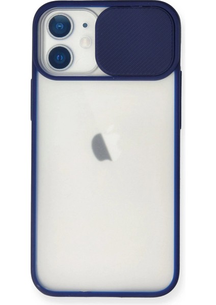 iPhone 11 Kılıf Palm Buzlu Kamera Sürgülü Silikon - Lacivert - FKU3536-8233