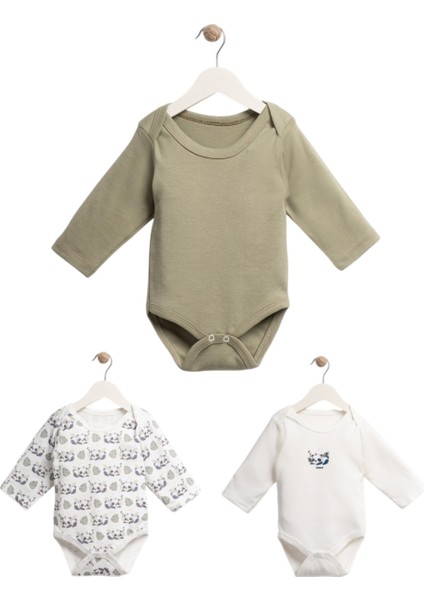Panda Desenli 3’lü Uzun Kollu Bebek Body Seti fiyatları