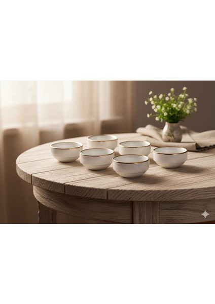 Porselen Gold Detaylı Sunumluk & Hediyelik Kahve Yanı Lokumluk & Şekerlik