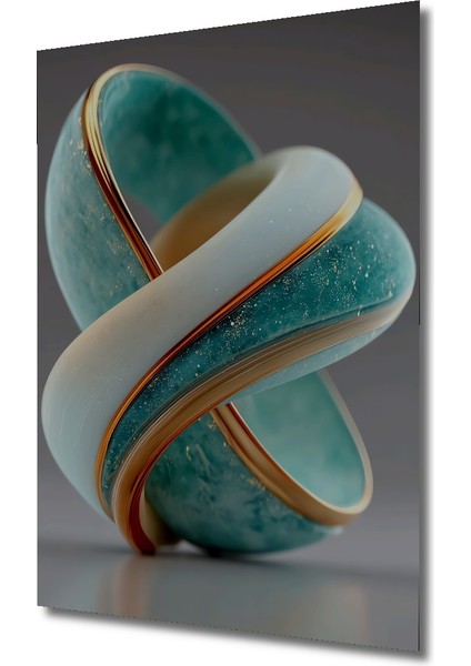 Soyut Altın Vurgulu Turkuaz Form Dekoratif Ahşap Tablo Dikdörtgen Tablo modelleri