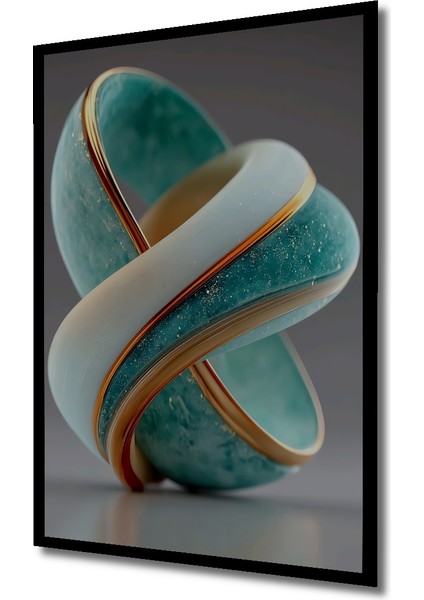 Soyut Altın Vurgulu Turkuaz Form Dekoratif Ahşap Tablo Dikdörtgen Tablo indirimleri