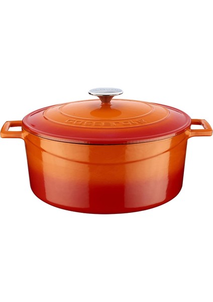 Metal Döküm Yuvarlak Tencere, 28 Cm, Turuncu