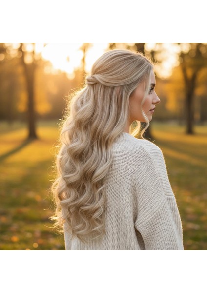 Fiber Sentetik Dalgalı 8 Parça Çıt Çıt - Kumral Beyaz Platin Röfleli