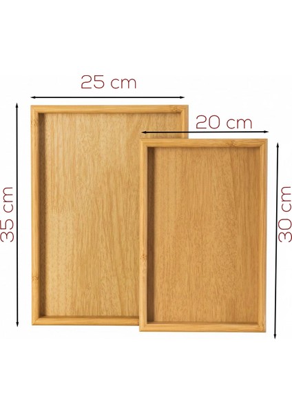 PBT-362 Ahşap Tepsi 2li Set Çay Kahve Bambu Sunumu Tepsi Seti fırsatları