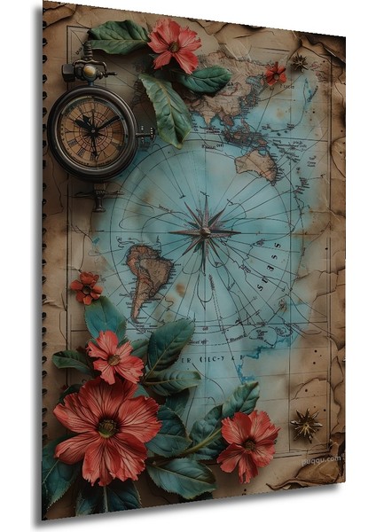 Dekoratif Ahşap Tablo Vintage Harita Sulu Boya Görünümlü Sanat Eseri Dikdörtgen Tablo fırsatları