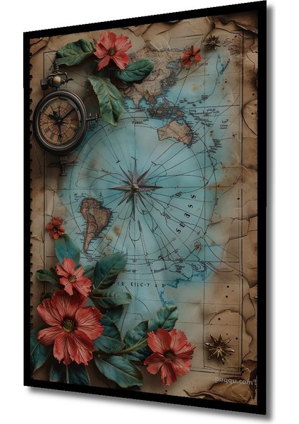 Dekoratif Ahşap Tablo Vintage Harita Sulu Boya Görünümlü Sanat Eseri Dikdörtgen Tablo indirimleri