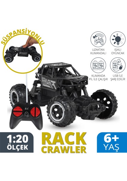 Işıklı Uzaktan Kumandalı Şarjlı Full Fonksiyonlu Rock Crawler Jeep 1:20 Oyuncak Araba