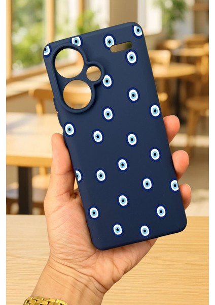 Redmi Note 13 Pro Plus - Nazar Boncuk Desenli Silikon Darbe Emici Klasik Korumalı Rubber Kılıf