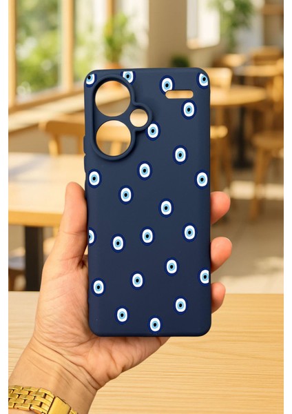 Redmi Note 13 Pro Plus - Nazar Boncuk Desenli Silikon Darbe Emici Klasik Korumalı Rubber Kılıf fiyatları