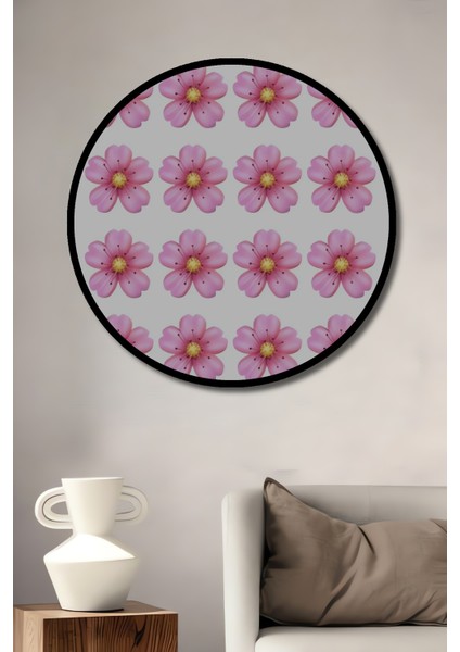 Sakura Çiçeği Sulu Boya Görünümlü Dekoratif Ahşap Tablo Yuvarlak Tablo fiyatları