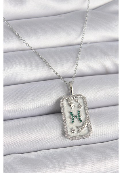 316L Çelik Gümüş Renk Zincir Balık Burcu Zirkon Taşlı Kadın Kolye - TJ-BKO9455