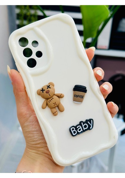 Samsung Galaxy A32 Uyumlu Krem Baby Oyuncak Tasarımlı Içi Kadife Silikon Kılıf
