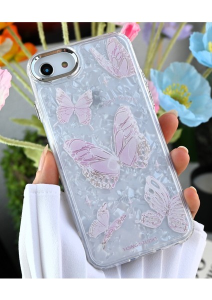 Iphone 6 - iphone 7 - 8 - Se 2020 2in1 Kelebek Renk Geçişli Esnek Silikon Kılıf modelleri