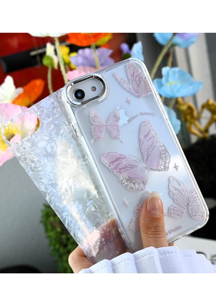 Iphone 6 - iphone 7 - 8 - Se 2020 2in1 Kelebek Renk Geçişli Esnek Silikon Kılıf fırsatları