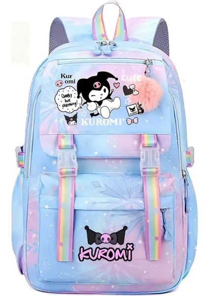 Çocuk Sırt Çantası Kuromi Figürlü 4 Bölmeli Geniş Kapasiteli AD4008