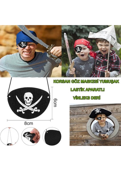 Vinlenessiworld Deri Korsan Göz Bandı Göz Maskesi Lastikli