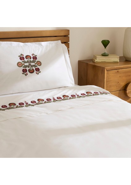 Nubea Nakışlı Çift Kişilik Nevresim Takımı Beyaz