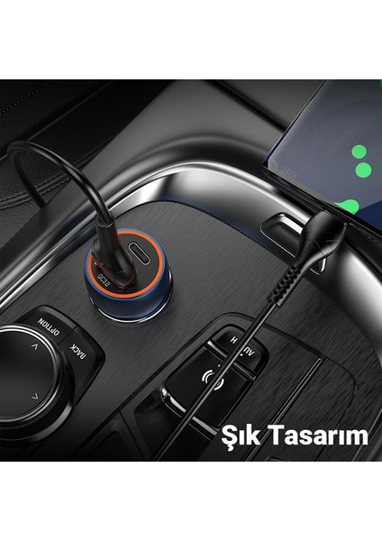 Hoco Z46A PD20W+QC3.0 Usb+Type-C Giriş Araç Içi Çakmaklık Hızlı Şarj Aleti-( - ?03?77E6-9G6 fırsatları
