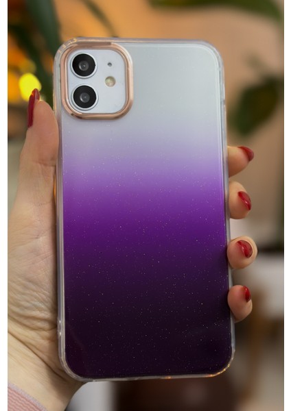 Iphone 11 Uyumlu Şeffaf Ombre Model Şeffaf Simli Silikon Kılıf