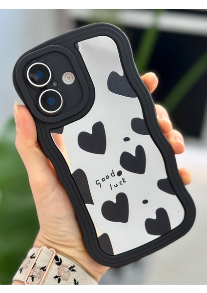 Iphone 16 Uyumlu Siyah Kalp Tasarımlı Aynalı Silikon Kılıf indirimleri