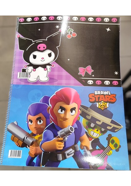 Kuromi ve Brawlstars Figürlü Resim Defteri 35CM*25CM (Toplam 2 Adet)