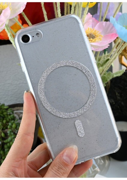 Iphone 7 - 8 - Se 2020 Uyumlu Glitter Magsafe Özellikli Renkli Şeffaf Kılıf