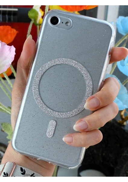 Iphone 7 - 8 - Se 2020 Uyumlu Glitter Magsafe Özellikli Renkli Şeffaf Kılıf modelleri