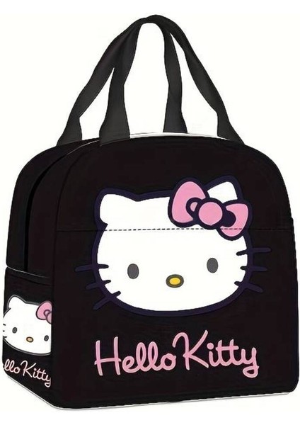 Beslenme Çantası Hello Kitty Figürlü Izoleli Sıcak Soğuk Koruma Siyah AD009354