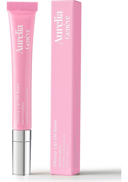 Glossy Lip Oil Balm - Nemlendirici Etkili Renkli Lip Balm - Marshmallow - Soft Pembe - 12 ml