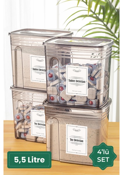 4lü 5,5 Litre Strip Mega Boy Deterjan Saklama Kutusu Antrasit fiyatları